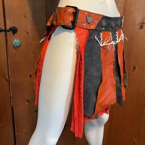 Leather & Lace Goth Punk Pleated Skirt Hearts & Bows like Dolls Kill Hot Topic